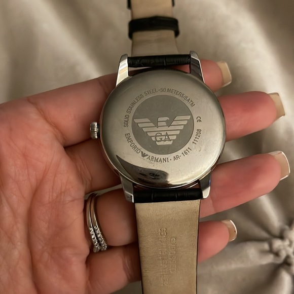 **SOLD ELSEWHERE** Emporior Armani - Unisex Black Watch w/ Silver Face - Picture 12 of 16